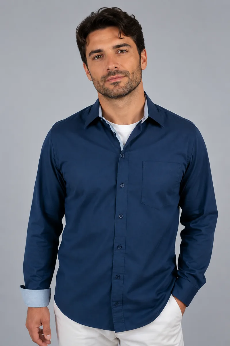 Camisa social azul-marinho